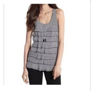 White House Black Market black and white ruffled